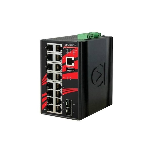 18-Port Industrial Gigabit PoE+ Light Layer 3 Managed Ethernet Switch
